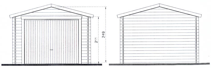 facade garage bois en madrier de 45 mm