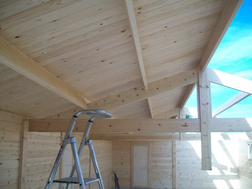 Intérieur sous voligeage avec plaques translucides
