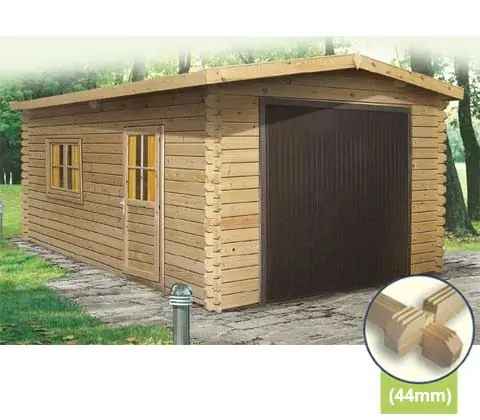 Garage en madriers 44 mm, porte basculante